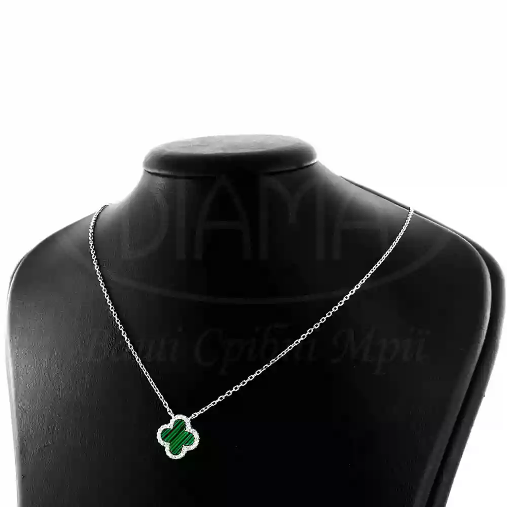 Срібне Кольє "Клевер" з Малахітом фото 1