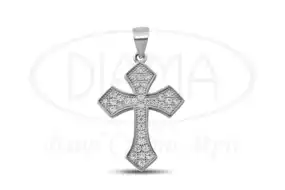 Хрестик срібний з камнями
