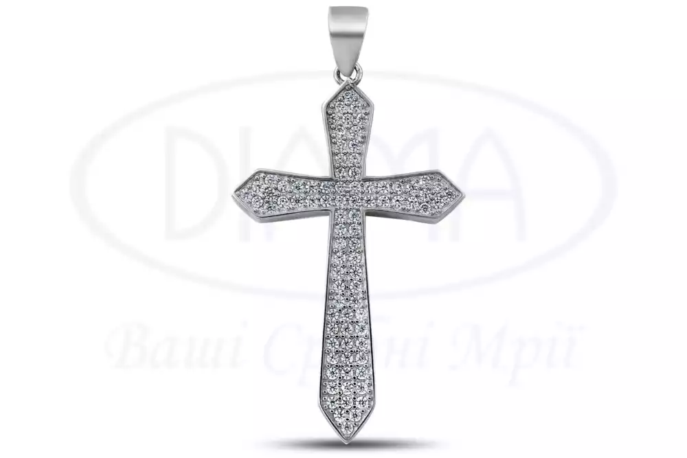 Хрестик срібний з камнями фото 1