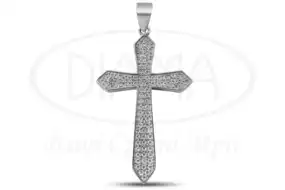 Хрестик срібний з камнями