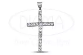 Хрестик срібний з камнями