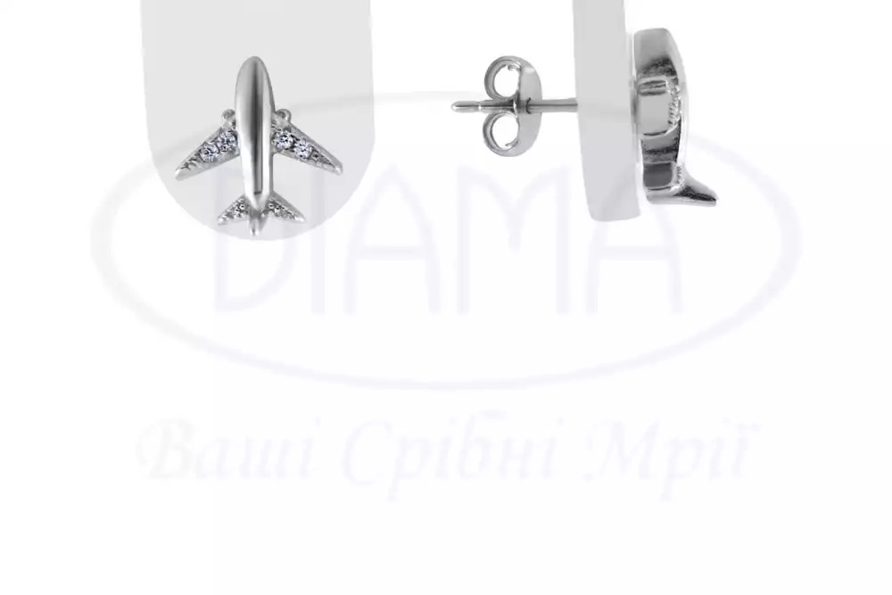 Сережки срібні "Літак" фото 1
