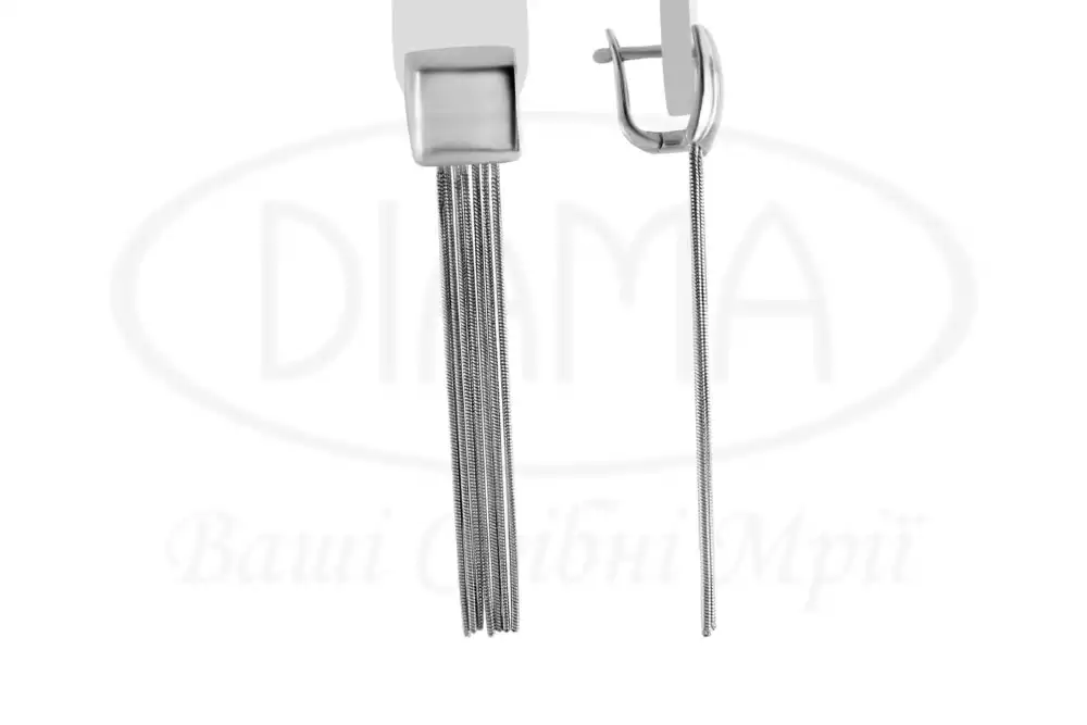 Срібні сережки Квадрат фото 1