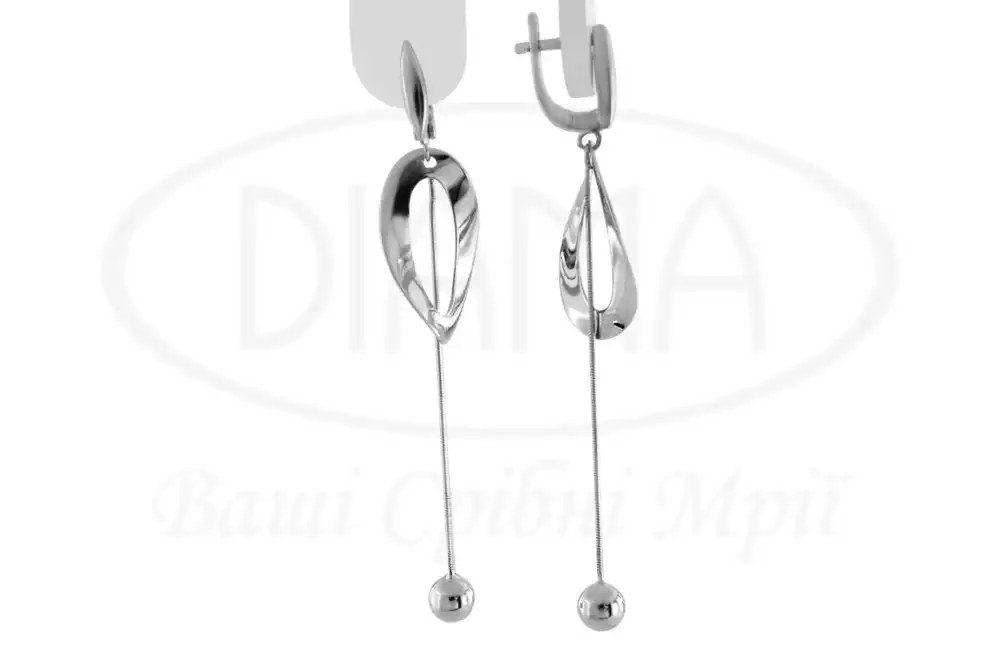 Срібні сережки з кулькою фото 1