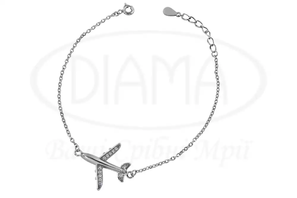 Срібний браслет "Літак" фото 1