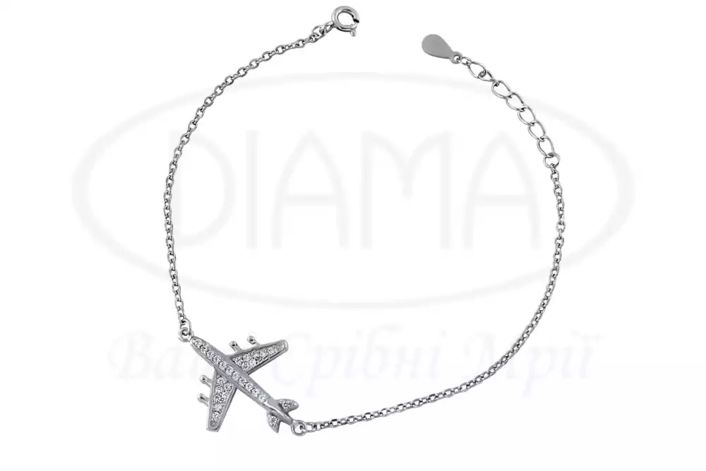 Срібний браслет "Літак" фото 1