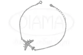 Срібний браслет "Літак"