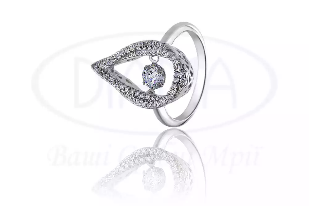 Каблучка срібна з цирконом фото 1