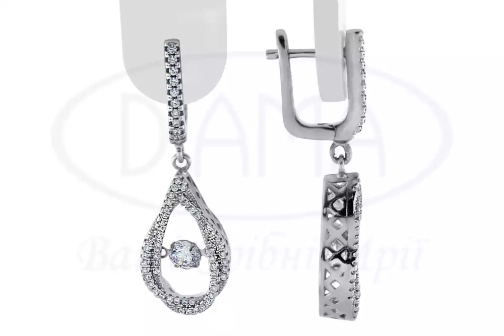 Сережки срібні з цирконом фото 1