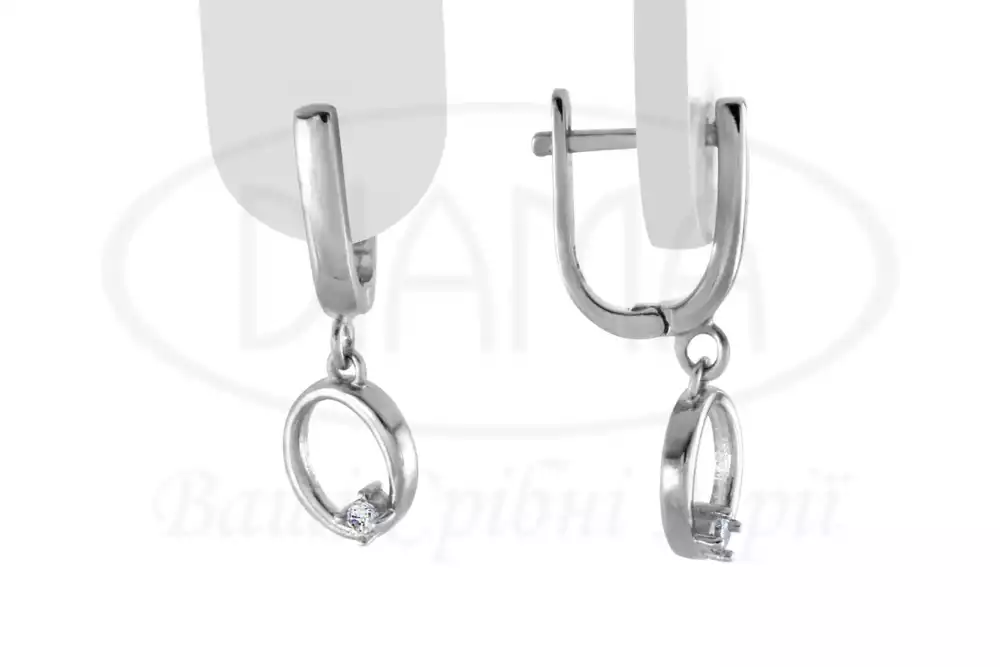 Срібні сережки з цирконом фото 1