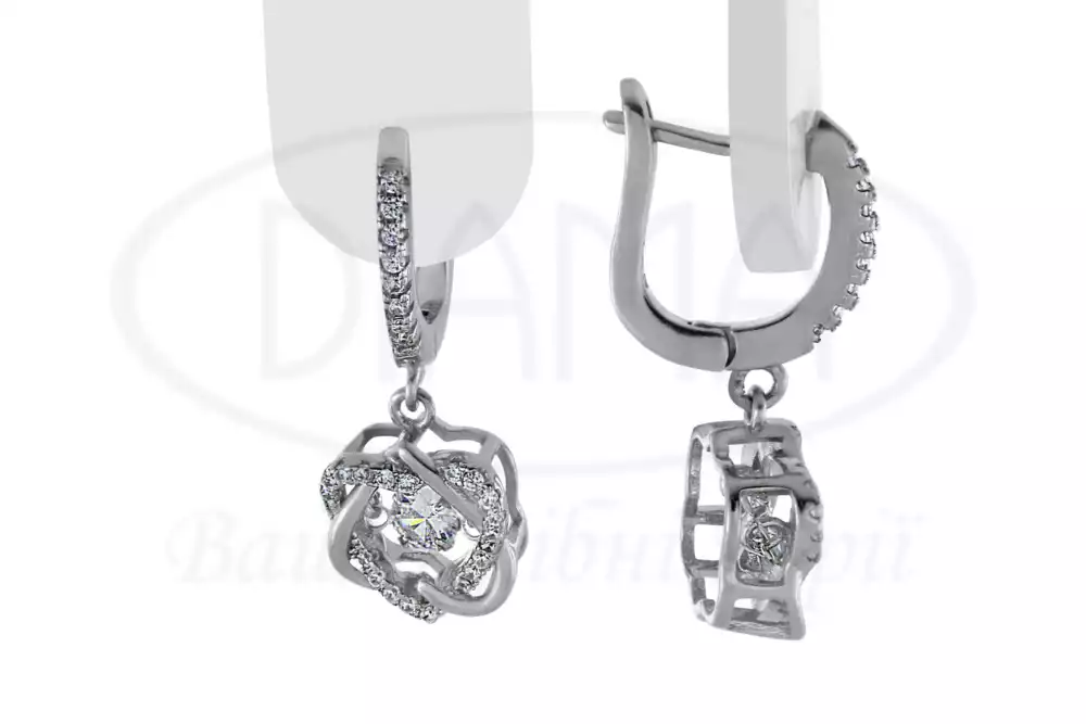 Срібні сережки з цирконом фото 1