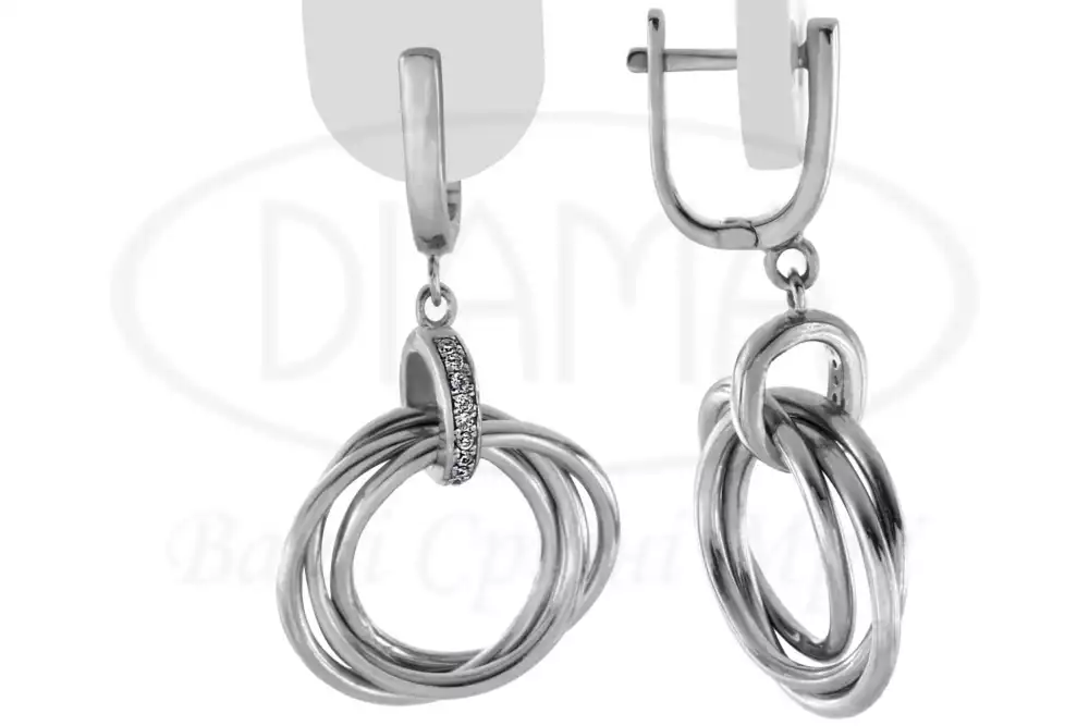 Срібні сережки з цирконом фото 1