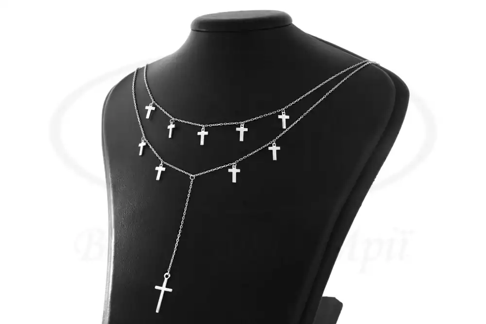 Срібне кольє з хрестиками фото 1