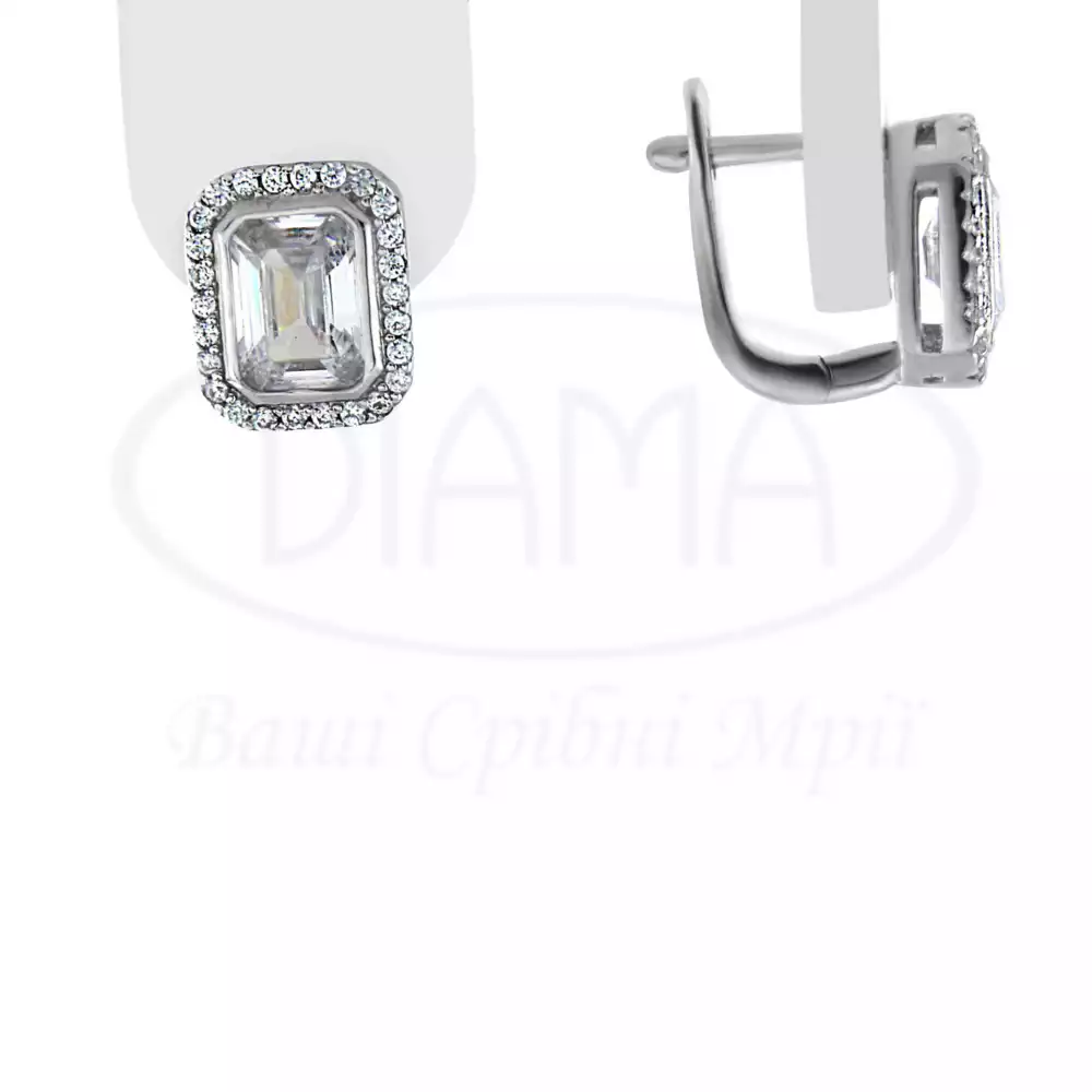 Срібна сережки з Цирконом фото 1