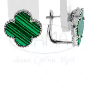 Срібні сережки з Малахітом