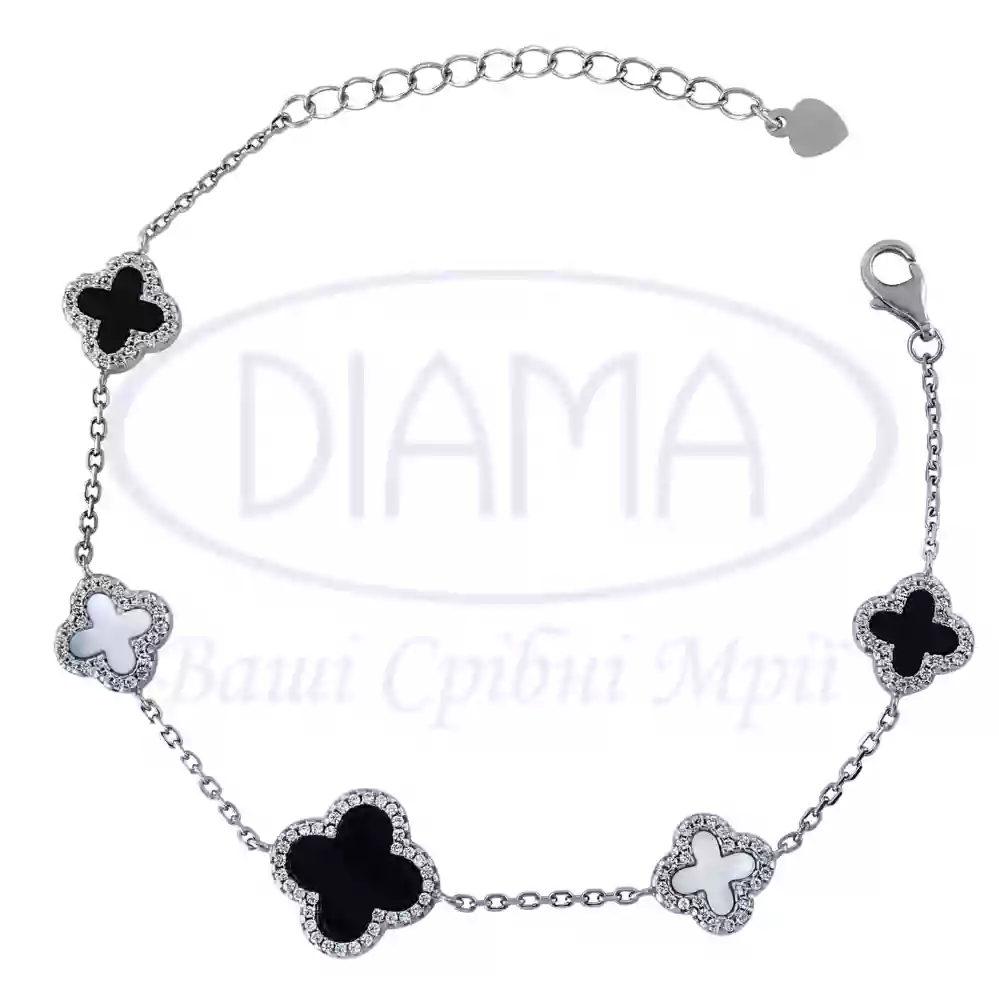 Браслет срібний з Оніксом та Перламутром фото 1