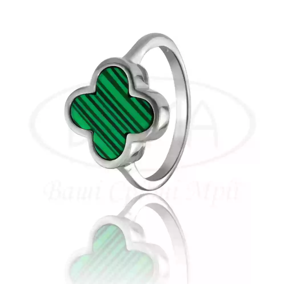 Каблучка срібна з Малахітом фото 1