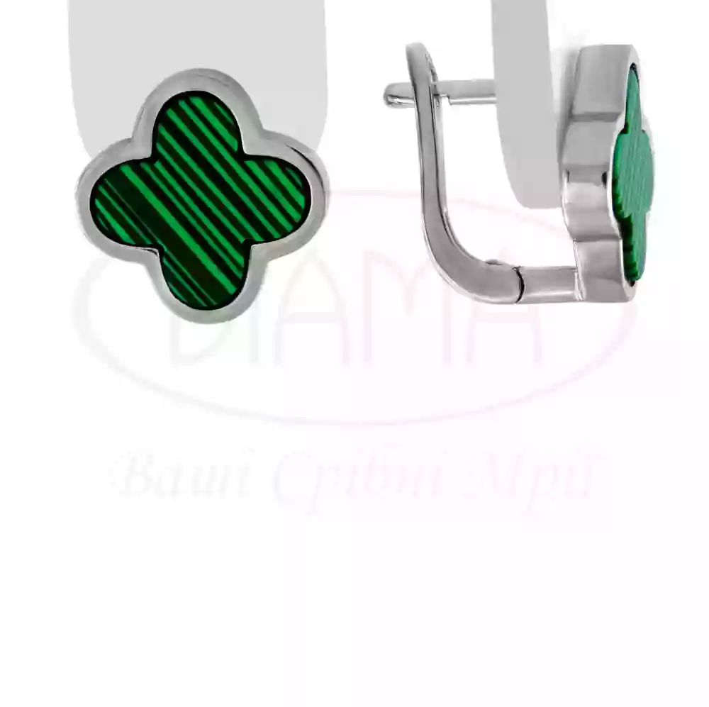 Сережки срібні з Малахітом фото 1