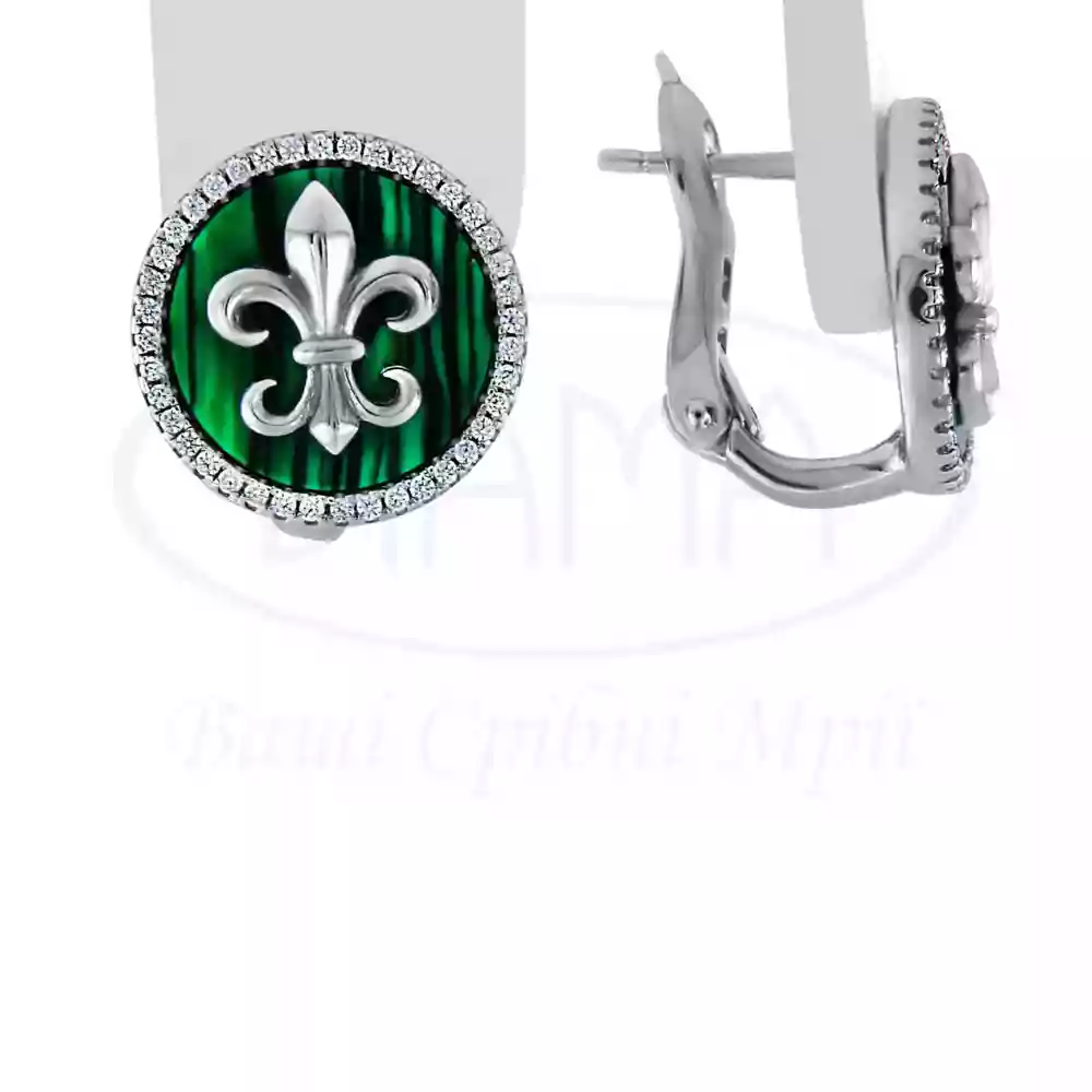 Сережки срібні з Малахітом фото 1