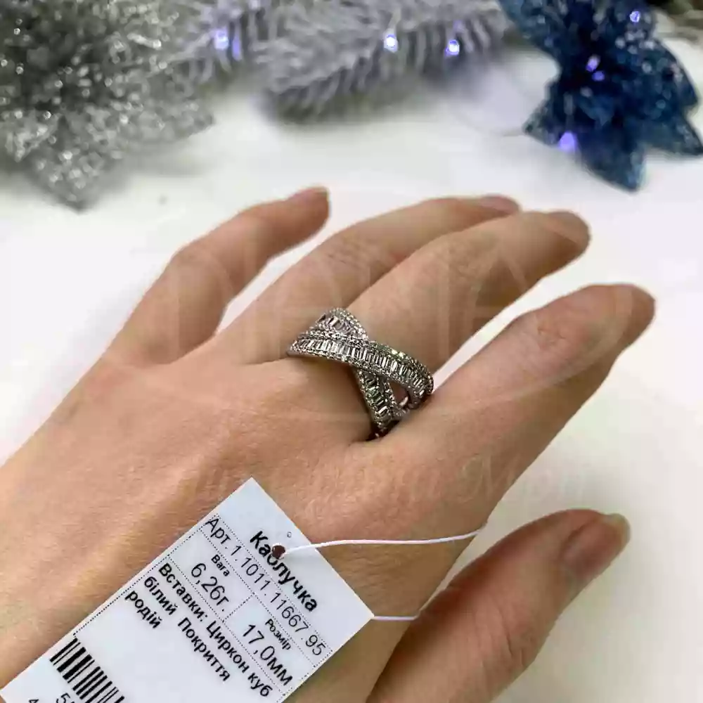 Срібна каблучка з цирконом фото 2