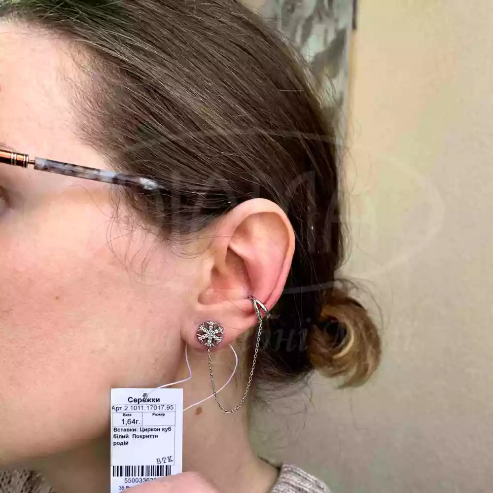 Сережка срібна "Сніжинка" фото 2