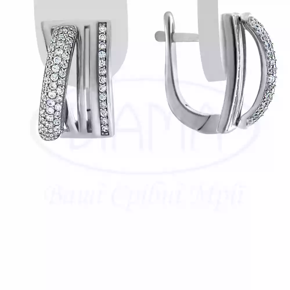 Сережки срібні з цирконом фото 1