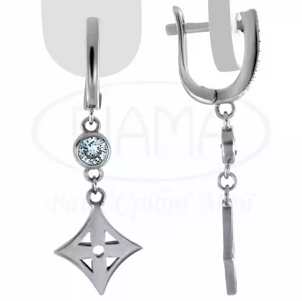 Сережки срібні з цирконом фото 1