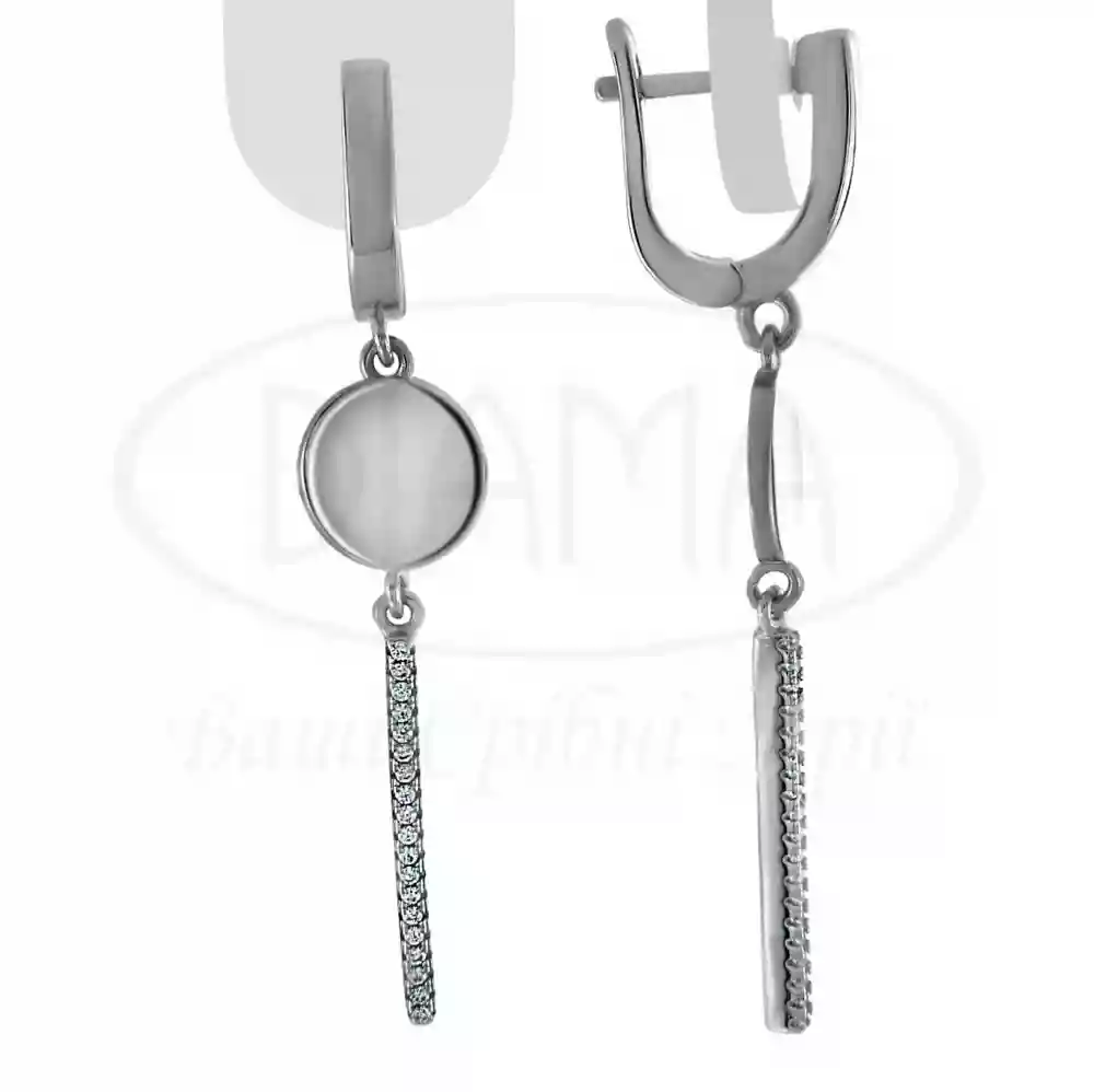 Срібні сережки з цирконом фото 1