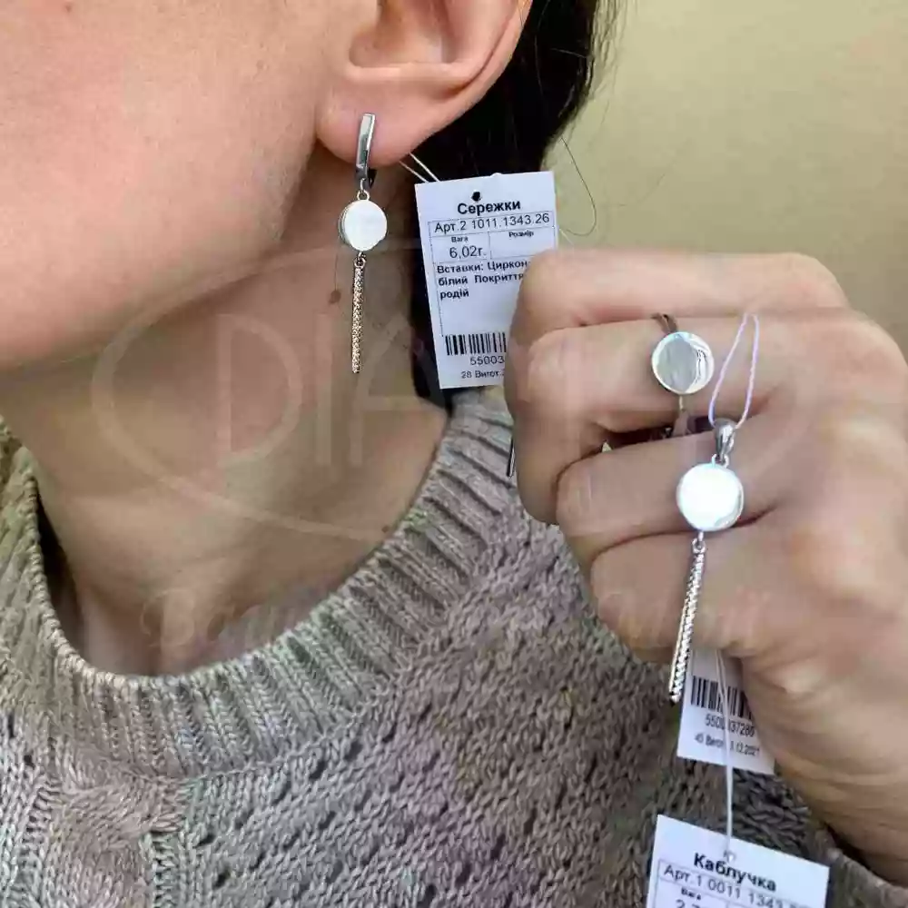 Срібні сережки з цирконом фото 2