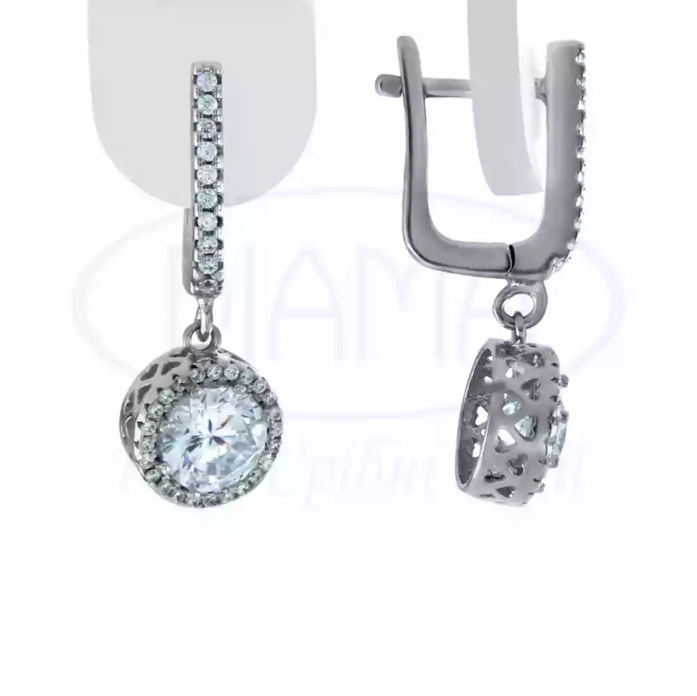 Сережки срібні з цирконом фото 1