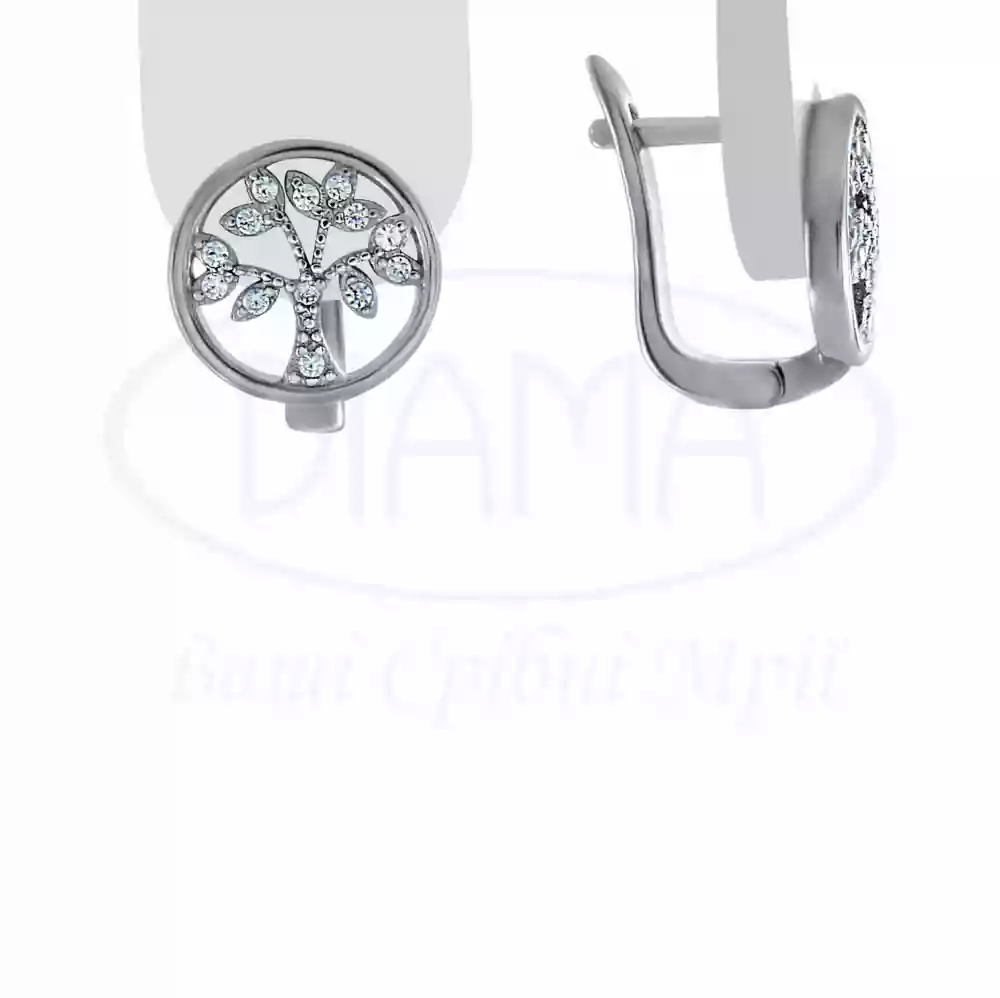 Срібні сережки з Цирконом фото 1