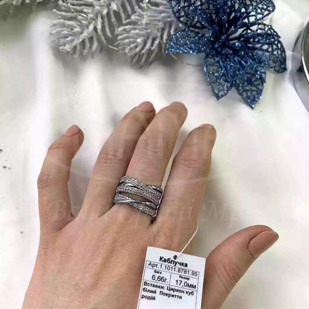 Каблучка срібна з цирконом фото 2