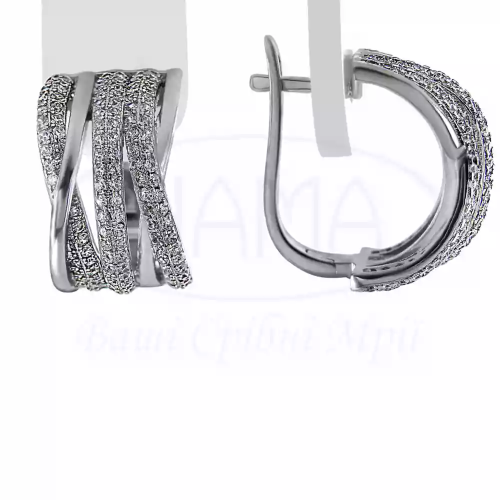 Сережки срібні з цирконом фото 1