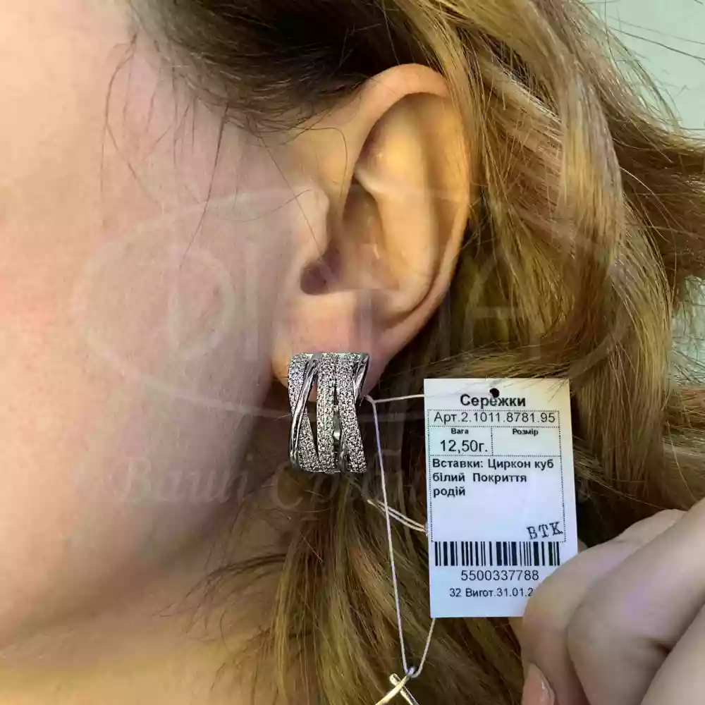 Сережки срібні з цирконом фото 2