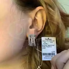 Сережки срібні з цирконом