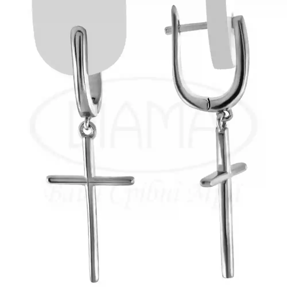 Срібні сережки "Хрест" фото 1