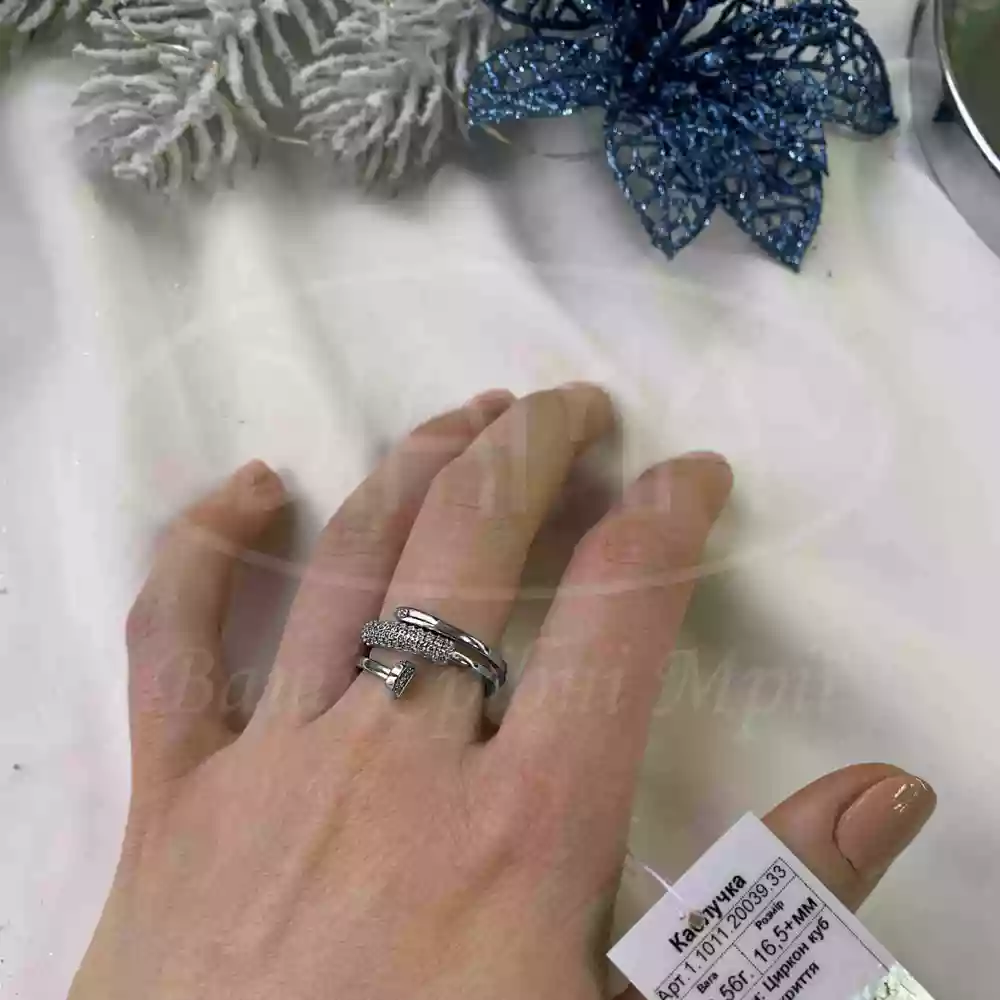 Каблучка срібна "Цвях" фото 2