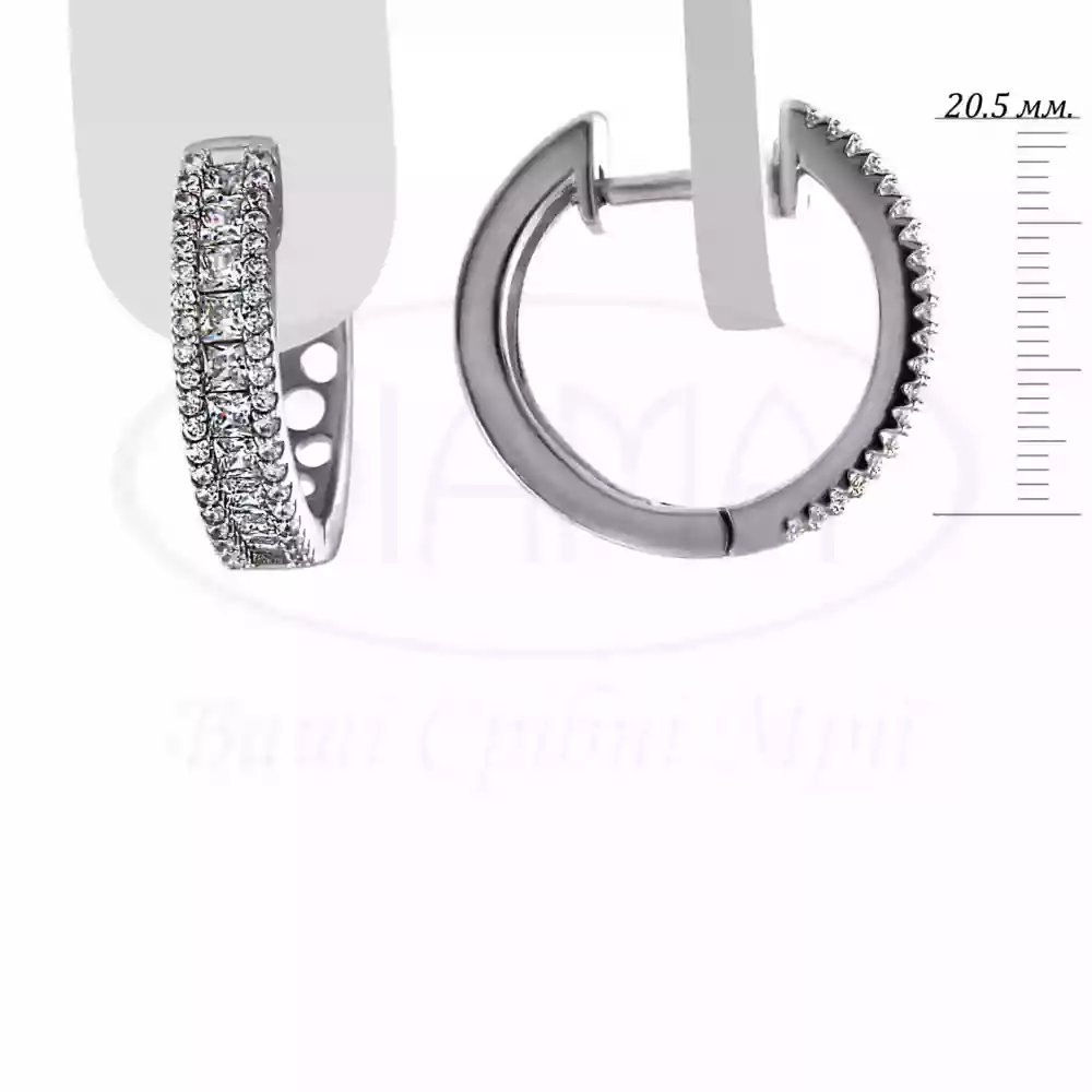 Срібні сережки з цирконом фото 1