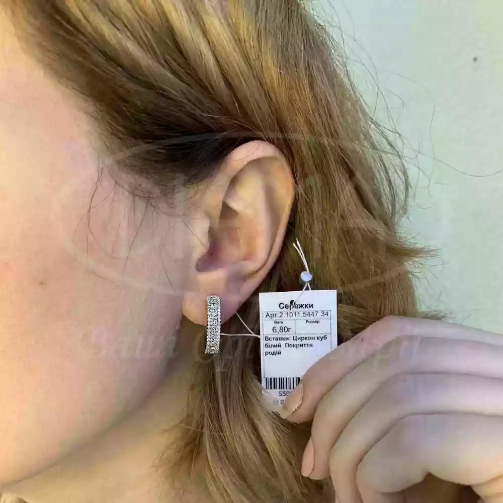Срібні сережки з цирконом фото 2