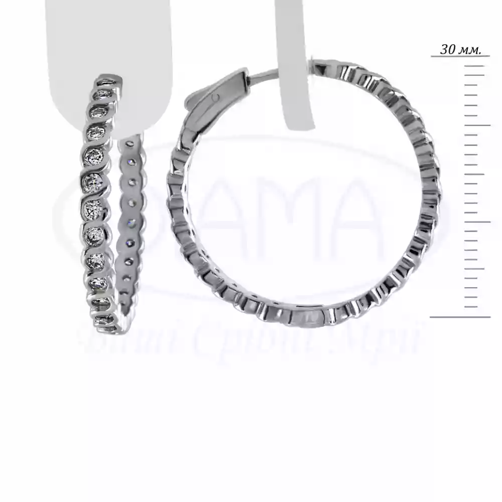 Сережки круглі з цирконом фото 1