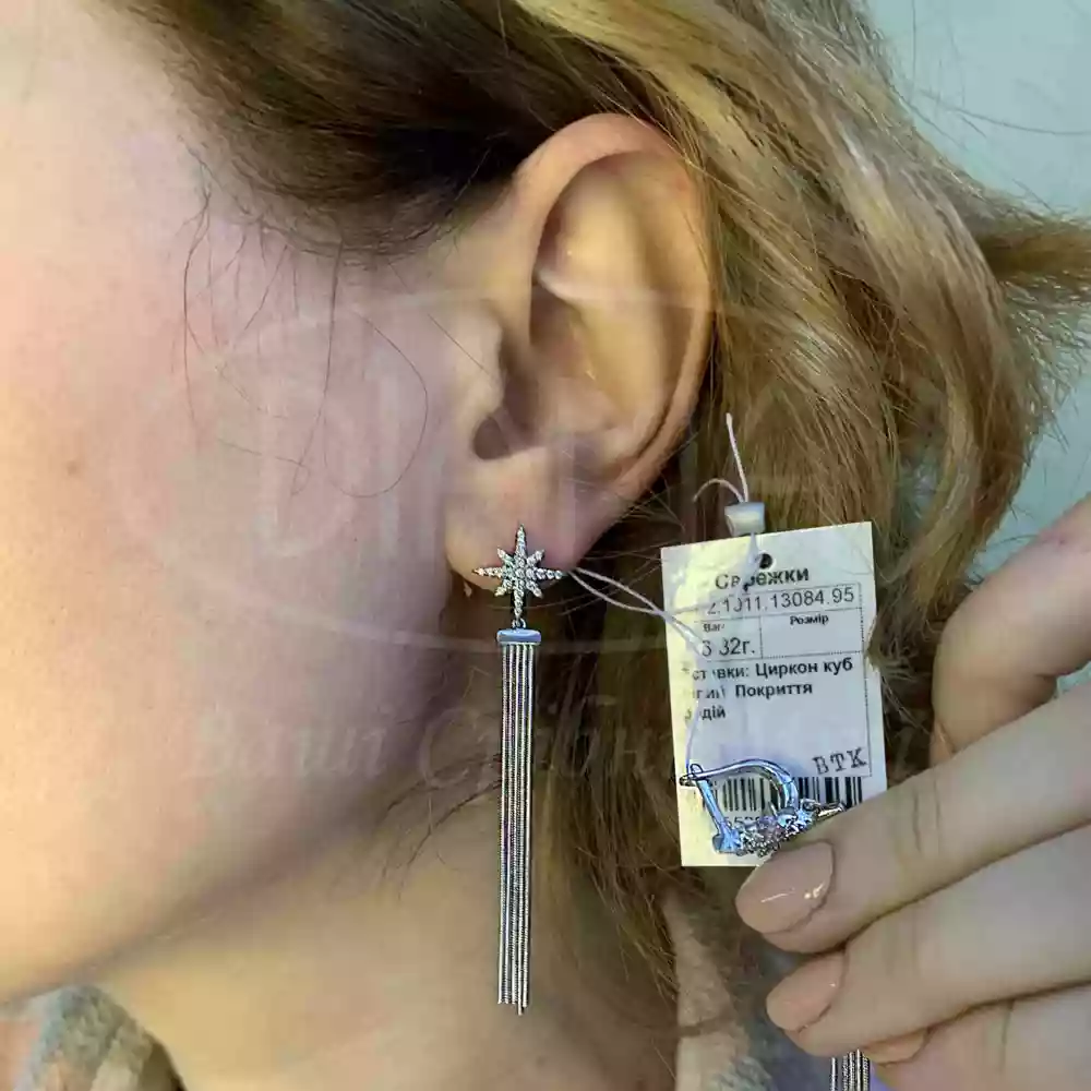 Срібні сережки "Сніжинка" фото 1