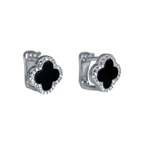 Сережки срібні "Клевер" з Оніксом