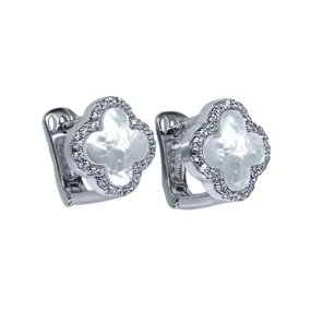 Сережки срібні "Клевер" з Перламутром