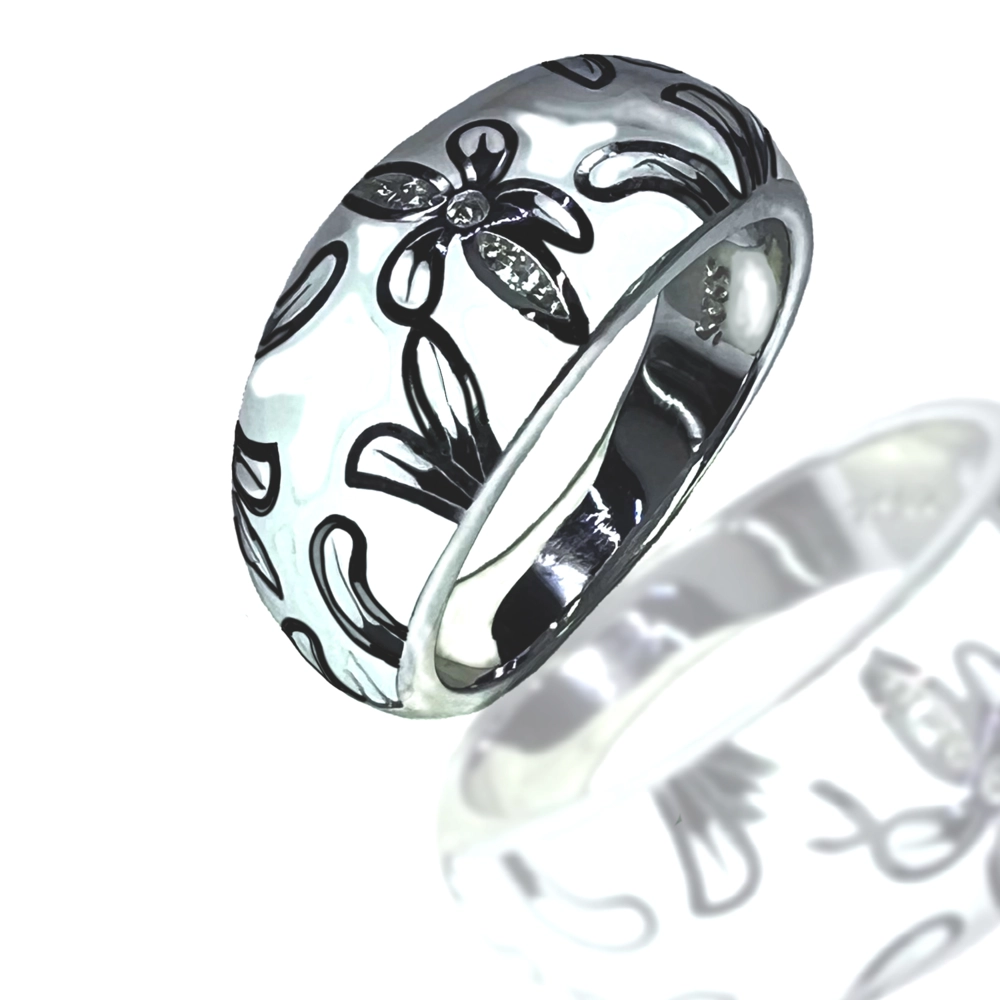 Каблучка срібна з Емаллю фото 2