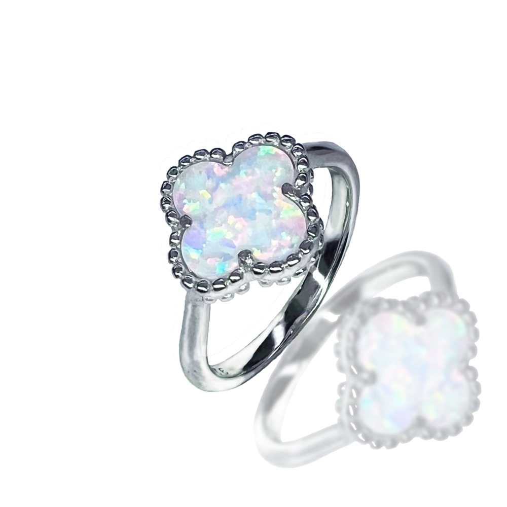 Каблучка срібна з опалом білим фото 1